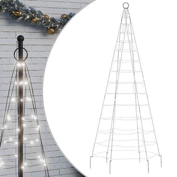 vidaXL LED-Weihnachtsbaum f&uuml;r Fahnenmast 200 LEDs Kaltwei&szlig; 180 cm