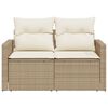 vidaXL Gartensofa mit Kissen 2-Sitzer Beige Poly Rattan