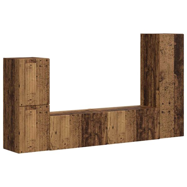 vidaXL TV-Schrankset Wandmontiert 4 pcs Altholz Holzwerkstoff