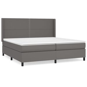 vidaXL Boxspringbett mit Matratze Grau 200x200 cm Kunstleder
