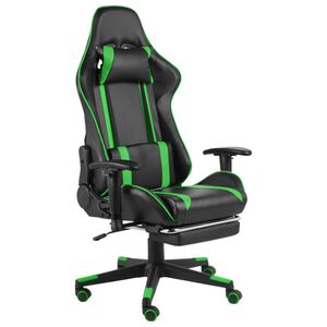 vidaXL Gaming-Stuhl mit Fu&szlig;st&uuml;tze Drehbar Gr&uuml;n PVC