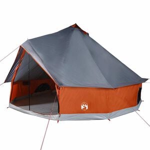 vidaXL Tipi-Familienzelt 8 Personen Grau und Orange Wasserdicht