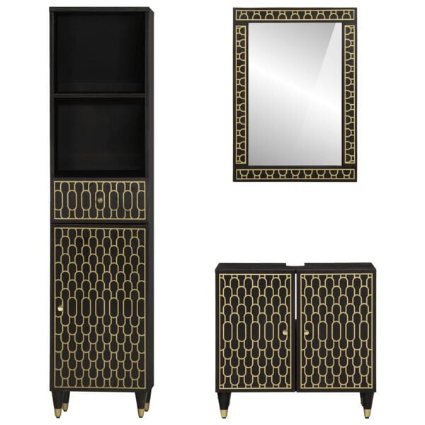 vidaXL 3-tlg. Badmöbel-Set Massivholz Mango