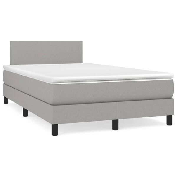 vidaXL Boxspringbett mit Matratze & LED Hellgrau 120x190 cm Stoff