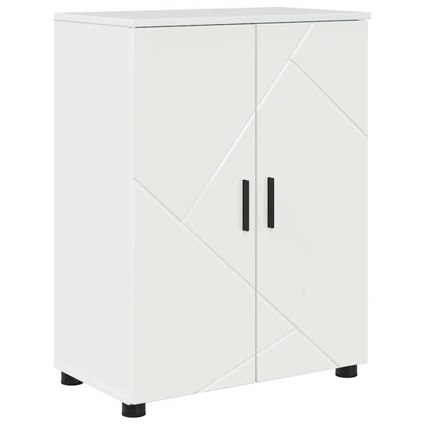 vidaXL Badezimmerschrank mit Speicher Hochglanz Wei&szlig; 60 x 35 x 80 cm
