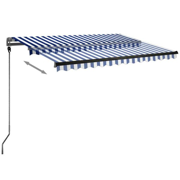 vidaXL Automatische Markise mit LED & Windsensor 300x250 cm Blau Wei&szlig;