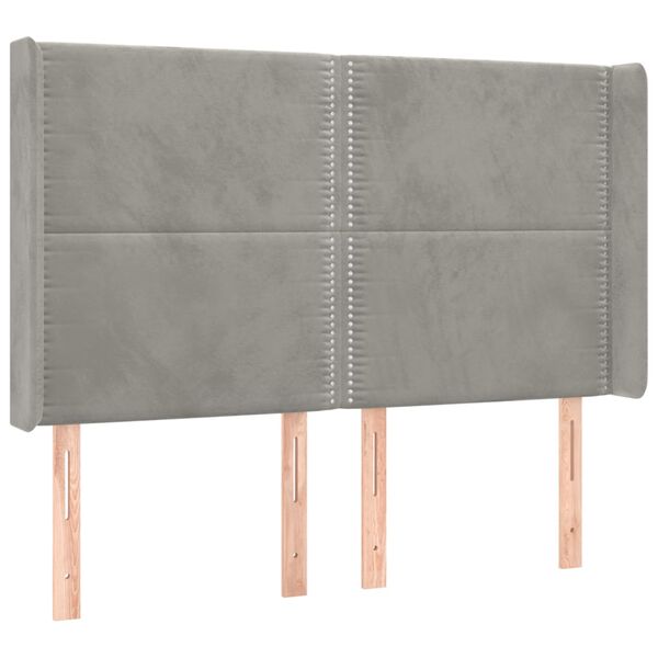 vidaXL Kopfteil mit Ohren Hellgrau 147x16x118/128 cm Samt