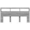 vidaXL LED-Kopfteil mit Ablagen Grau Sonoma 200x17x102 cm