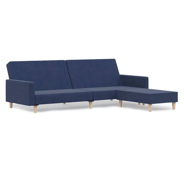 vidaXL Schlafsofa 2-Sitzer mit Fu&szlig;hocker Blau Stoff
