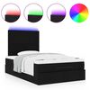 vidaXL Ottoman-Bett mit Matratze & LEDs Schwarz 120x200 cm Stoff