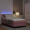 vidaXL LED Boxspringbett mit Matratze mit LED Rosa 100 x 200 cm Samt