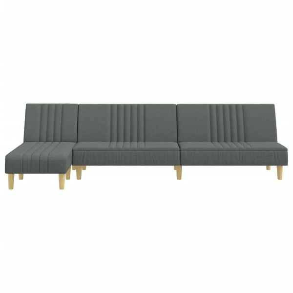 vidaXL Schlafsofa in L-Form Dunkelgrau 255x140x70 cm Stoff