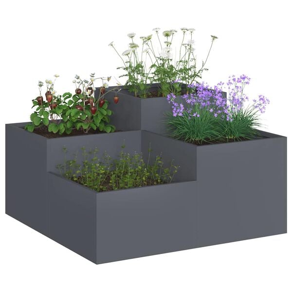 vidaXL Gartenblumentopf Anthrazit 80 x 80 x 48 cm Stahl