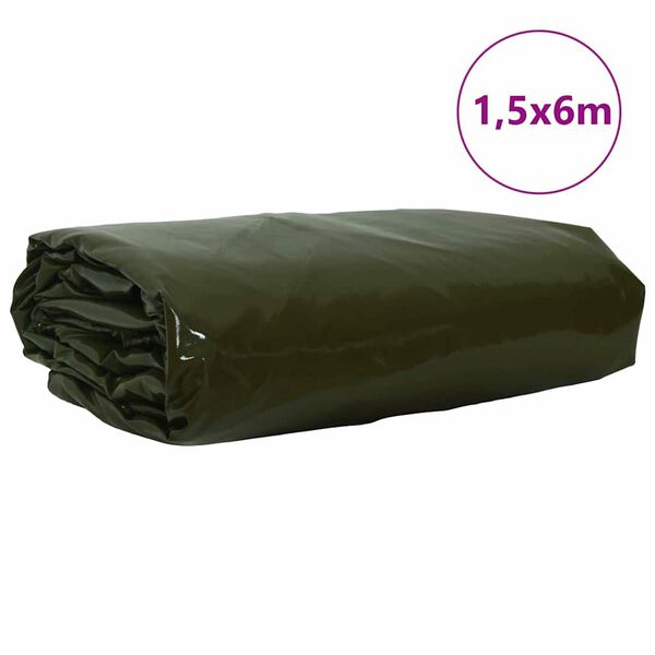 vidaXL Plane 650g / m&sup2; Olive Gr&uuml;n 1,5 x 6 m Canvas mit PVC-Beschichtung