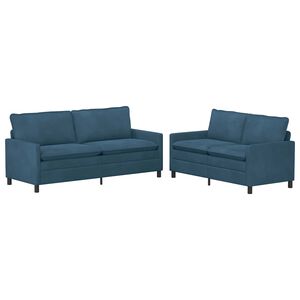 vidaXL Sofa Set 2 pcs Blau Samt