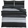 vidaXL Bettw&auml;sche-Set Schwarz Gestreift 240x220 cm Baumwolle