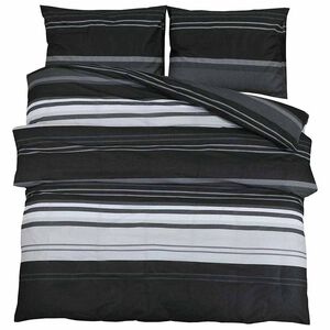 vidaXL 2 stk. 240 x 220 cm + 60 x 70 cm 100% Cotton Black Stripes