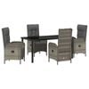 vidaXL Garten Essgruppe 5 stk. Grau Poly-Rattan
