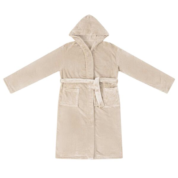 vidaXL Bademantel Hoodie Beige L Flanell