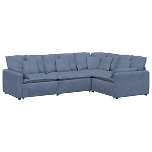 vidaXL Modulares Sofa mit Kissen Cordstoff Blau