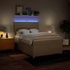vidaXL Boxspringbett mit Matratze Creme 160x200 cm Stoff