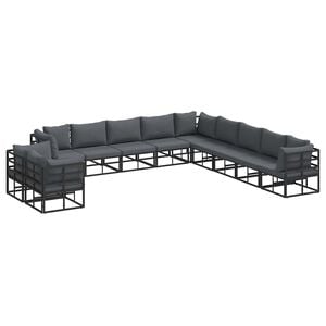 vidaXL Gartensofa-set mit Kissen 11 pcs Schwarz Aluminium
