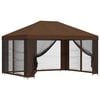 vidaXL Garten Pavillon mit Seitenw&auml;nden 4 x 3 m Braun