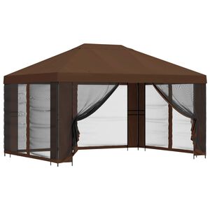 vidaXL Garten Pavillon mit Seitenw&auml;nden 4 x 3 m Braun