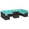 vidaXL Sofa Set mit Kissen 11 pcs Schwarz Poly-Rattan