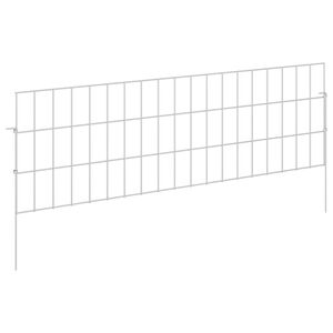 vidaXL Gartenzaun mit Pf&auml;hlen 48 stk. 95 x 30 cm Verzinkter Stahl