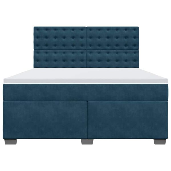 vidaXL Boxspringbett mit Matratze Blau 180x200 cm Samt