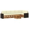 vidaXL Ecksofa Set mit Kissen 7 pcs Natur und Creme Massivholz Akazie