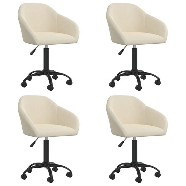 vidaXL Esszimmerst&uuml;hle 4 Stk. Drehbar Creme Samt