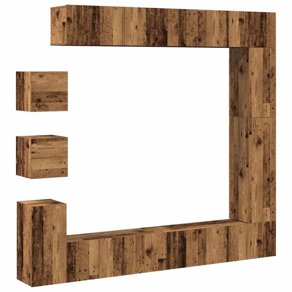 vidaXL 9-tlg. TV-Schrank-Set Wandmontage Altholz-Optik Holzwerkstoff