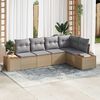 vidaXL Garten-Sofa-Set mit Kissen 5 pcs Beige und Hellgrau Poly Rattan