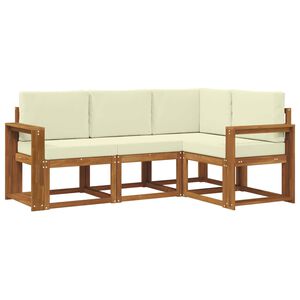 vidaXL Outdoor-Sofagarnitur mit Kissen 4 pcs Natur und Creme