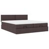 vidaXL Ottoman-Bett mit Matratzen & LEDs Dunkelbraun 200x200 cm Stoff