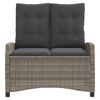 vidaXL Gartenbank Verstellbar mit Kissen Grau Poly Rattan