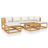 vidaXL 7-tlg. Garten-Lounge-Set mit Auflagen Creme Massivholz Akazie