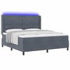 vidaXL Boxspringbett mit Matratze mit LED Dunkelgrau 180 x 200 cm Samt