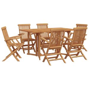 vidaXL Garten Essgruppe 7 pcs Braun 150 x 90 x 75 cm Massivholz Teak