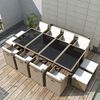 vidaXL 13-tlg. Garten-Essgruppe mit Auflagen Poly Rattan Beige