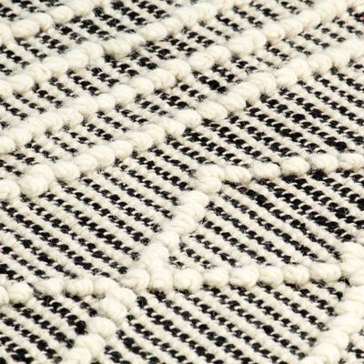 vidaXL Teppich Handgewebt Wolle 160×230 cm Schwarz/Weiß