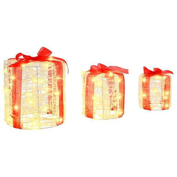 vidaXL Geschenkbox Dekoration 3 pcs Warmwei&szlig; 20 x 20 x 21 cm Acryl