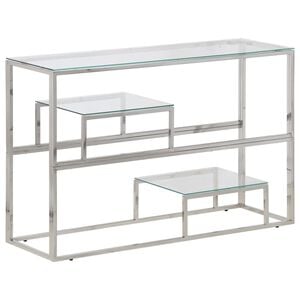 vidaXL Konsolentisch Silbern Edelstahl und Hartglas