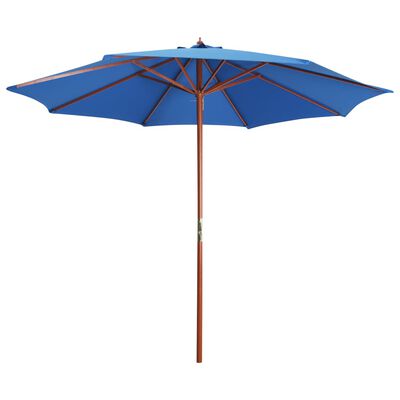 vidaXL Sonnenschirm mit Holz-Mast 300 x 258 cm Blau