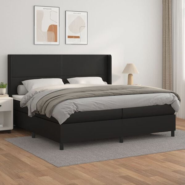 vidaXL Boxspringbett mit Matratze Schwarz 200x200 cm Kunstleder