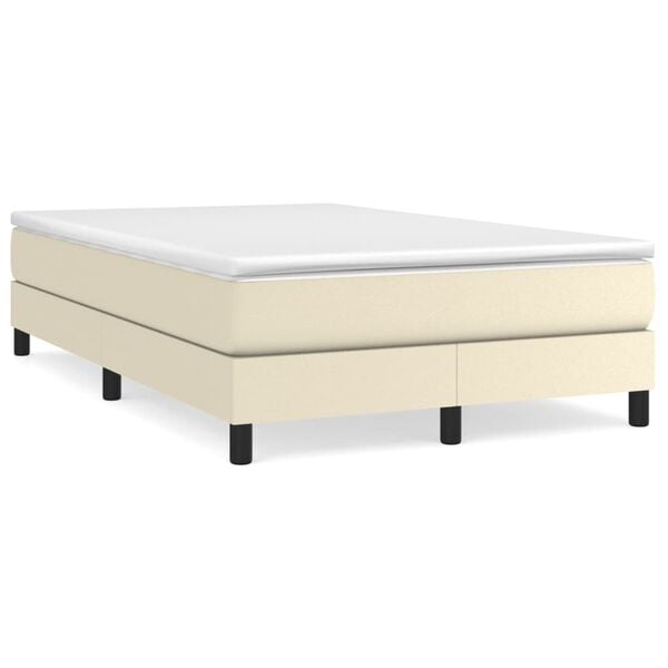 vidaXL Boxspringbett mit Matratze Creme 120x200 cm Kunstleder