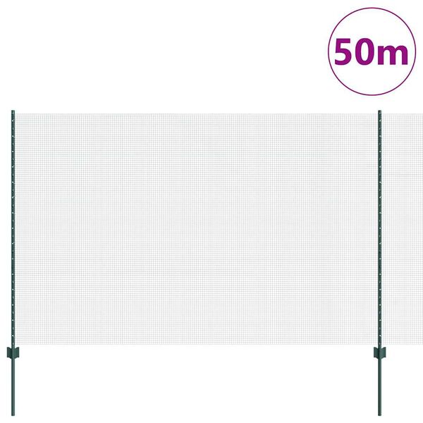 vidaXL Zaun mit Pfosten Grün 1,5 x 50 m Stahl und PVC