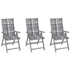 vidaXL Verstellbare Gartenst&uuml;hle 3 Stk. mit Auflagen Massivholz Akazie